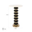 Barbara End Table - Round - White and Black - Glass and Marble