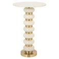 Barbara End Table - Round - White and Gold - Glass and Marble