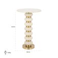 Barbara End Table - Round - White and Gold - Glass and Marble