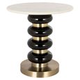 Boann End Table - Round - White and Black - Glass and Marble