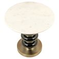Boann End Table - Round - White and Black - Glass and Marble