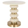 Boann End Table - Round - White and Gold - Glass and Marble