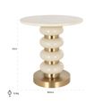 Boann End Table - Round - White and Gold - Glass and Marble
