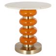 Boann End Table - Round - White and Orange - Glass and Marble
