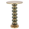 Bowiene End Table - Round - Green and Gold - Glass and Aluminum