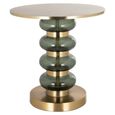 Dalina End Table - Round - Green and Gold - Glass and Aluminum