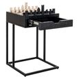 Davos End Table - 1 Drawer - Square - Black - Marble and Metal
