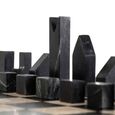 Davos End Table - 1 Drawer - Square - Black - Marble and Metal