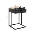 Davos End Table - 1 Drawer - Square - Black - Marble and Metal