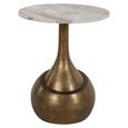 Sia End Table - Round - Beige and Gold - Marble and Aluminum
