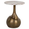 Sia End Table - Round - Beige and Gold - Marble and Aluminum