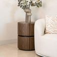 Ellery End Table - 2 Drawer - Round - Brown - Ceramic and Wood