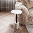 Misty White Marble Round Side Table