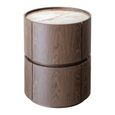 Ellery End Table - 2 Drawer - Round - Brown - Ceramic and Wood