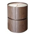 Ellery End Table - 2 Drawer - Round - Brown - Ceramic and Wood