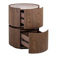 Ellery End Table - 2 Drawer - Round - Brown - Ceramic and Wood