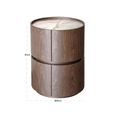 Ellery End Table - 2 Drawer - Round - Brown - Ceramic and Wood