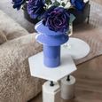 Misty White Marble Round Side Table