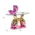 Usha Glass Top Pink End Table