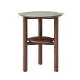 Willow Lamp Table - Round - Tobacco Walnut and Beige - Wood and Marble Effect