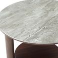 Willow Lamp Table - Round - Tobacco Walnut and Beige - Wood and Marble Effect