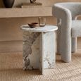 Arco Side Table - Round - Curved Base - Pandora - Marble Effect