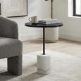 Basil Lamp Table - Round - Black and White - Wood and Marble