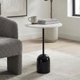 Thyme Lamp Table - Round - White and Black - Marble