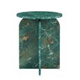 Arco Side Table - Round - Curved Base - Amazon Green - Marble Effect