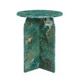 Arco Side Table - Round - Curved Base - Amazon Green - Marble Effect