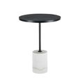Basil Lamp Table - Round - Black and White - Wood and Marble
