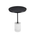 Basil Lamp Table - Round - Black and White - Wood and Marble