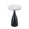 Hazel Lamp Table - Round - Column Base - White and Black - Marble Effect and Metal