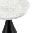 Hazel Lamp Table - Round - Column Base - White and Black - Marble Effect and Metal