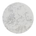Hazel Lamp Table - Round - Column Base - White and Black - Marble Effect and Metal
