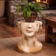 Head Side Table - White Distressed Stone Finish