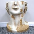 Head Side Table - White Distressed Stone Finish