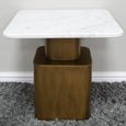 Side Table - Square - White and Antique Gold - Marble and Metal