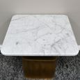 Side Table - Square - White and Antique Gold - Marble and Metal