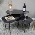 Side Table - 3 Tier - Abstract - Black - High Gloss