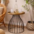 Side Table - Round - Small - Black and Gold - Metal