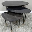 Side Table - 3 Tier - Abstract - Black - High Gloss