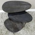 Side Table - 3 Tier - Abstract - Black - High Gloss