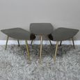Side Table - Set of 3 - Abstract - Black and Gold - Aluminium