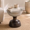 Diabolo Side Table - Round - Silver and Bronze - Hammered Aluminium