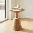 Groove Side Table - Round - Natural - Mango Wood