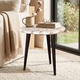 Petri Side Table - White - Agate Marble and Wood