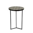 Delhi Side Table - Round - Geometric - Black - Bone Inlay and Metal