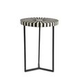 Delhi Side Table - Round - Radial Sunburst - Black - Bone Inlay and Metal