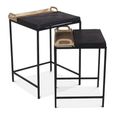 Jiran Side Table - 2 Tier - Serving Tray - Square - Black and Gold - Metal